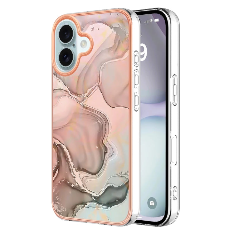 Electroplating Marble Dual-side IMD Phone Case, For iPhone 16 Pro Max, For iPhone 16 Pro, For iPhone 16 Plus, For iPhone 16, For iPhone 15 Pro Max