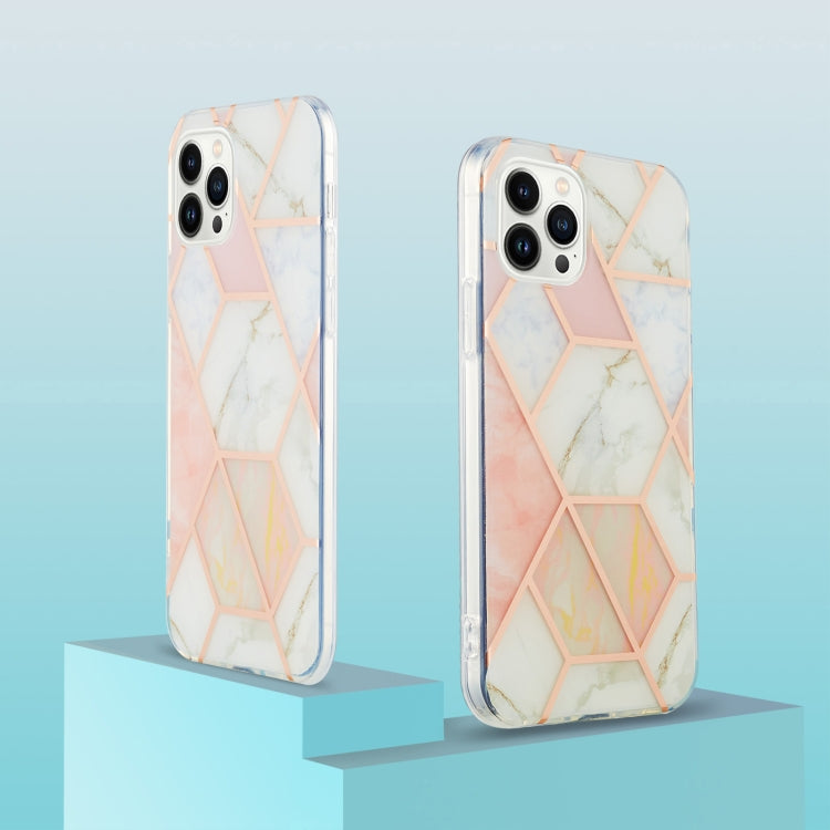 Electroplating Splicing Marble Flower Pattern Dual-side IMD TPU Shockproof Phone Case, For iPhone 16 Pro Max, For iPhone 16 Pro, For iPhone 16 Plus, For iPhone 16, For iPhone 15 Pro Max