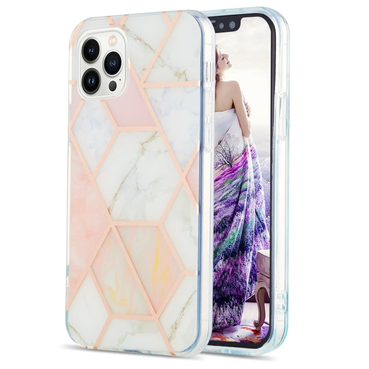 Electroplating Splicing Marble Flower Pattern Dual-side IMD TPU Shockproof Phone Case, For iPhone 16 Pro Max, For iPhone 16 Pro, For iPhone 16 Plus, For iPhone 16, For iPhone 15 Pro Max