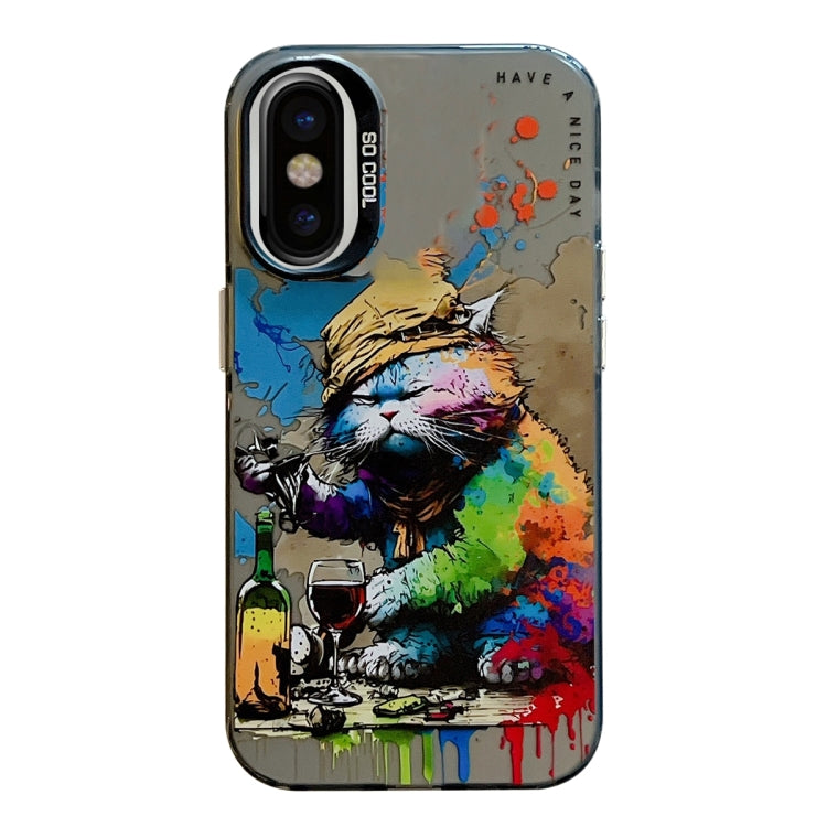 Animal Pattern Oil Painting Series PC + TPU Phone Case, For iPhone X / XS