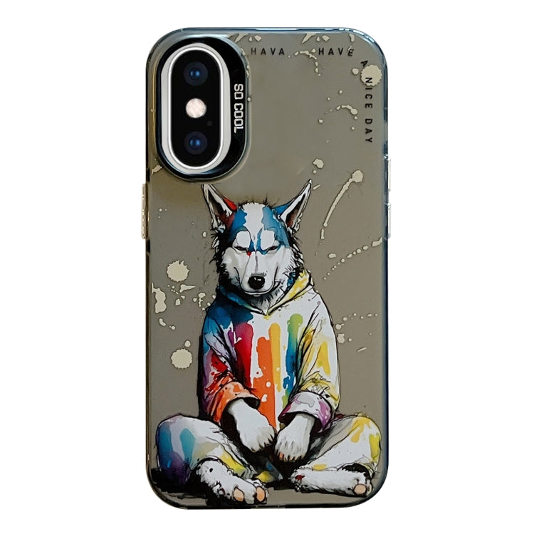 Animal Pattern Oil Painting Series PC + TPU Phone Case, For iPhone XS Max