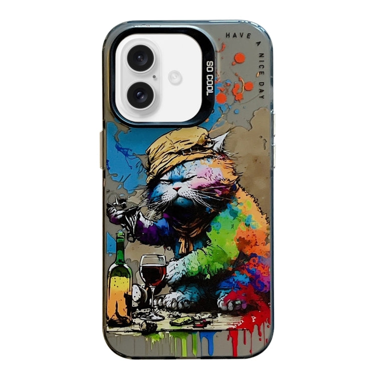 Animal Pattern Oil Painting Series PC + TPU Phone Case, For iPhone 16