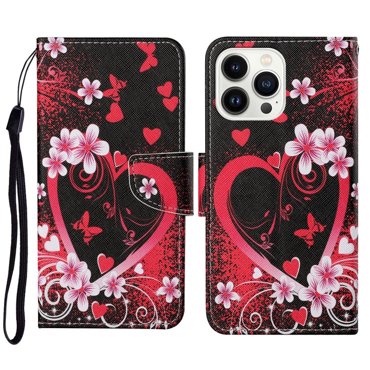 3D Colored Drawing Flip Leather Phone Case, For iPhone 15 Pro Max