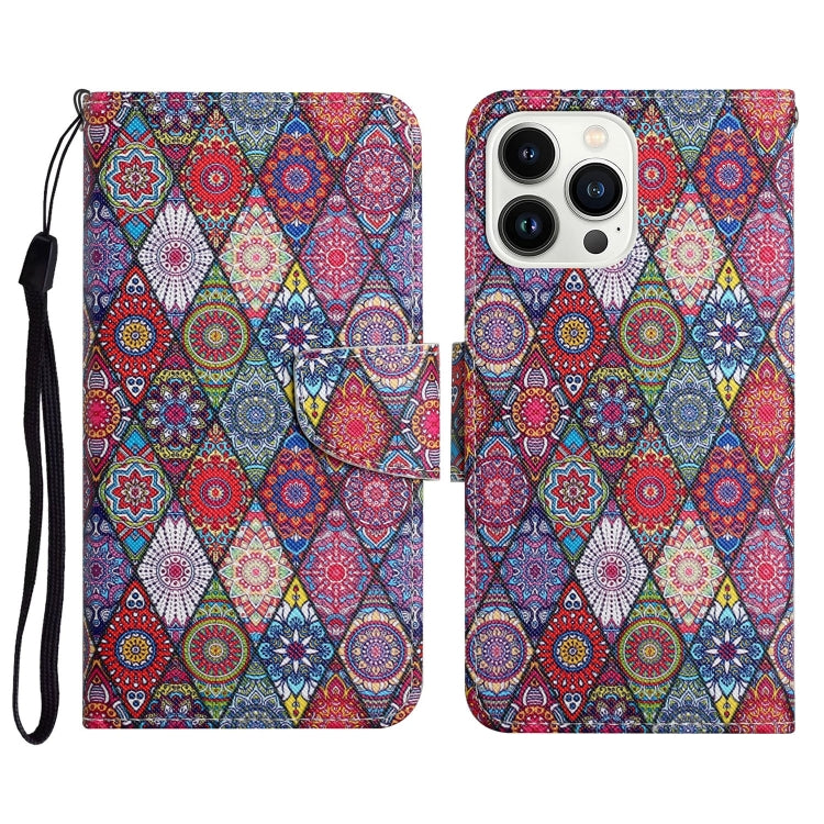 3D Colored Drawing Flip Leather Phone Case, For iPhone 15 Pro Max