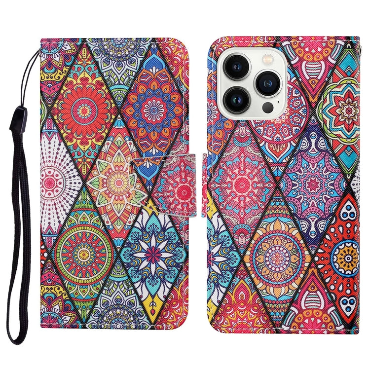 3D Colored Drawing Flip Leather Phone Case, For iPhone 15 Pro Max