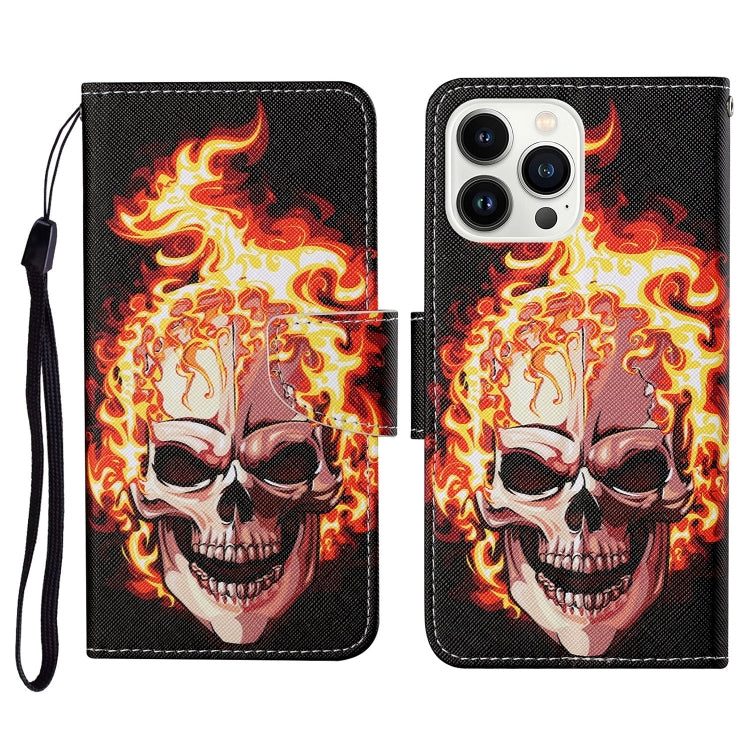 3D Colored Drawing Flip Leather Phone Case, For iPhone 15 Pro