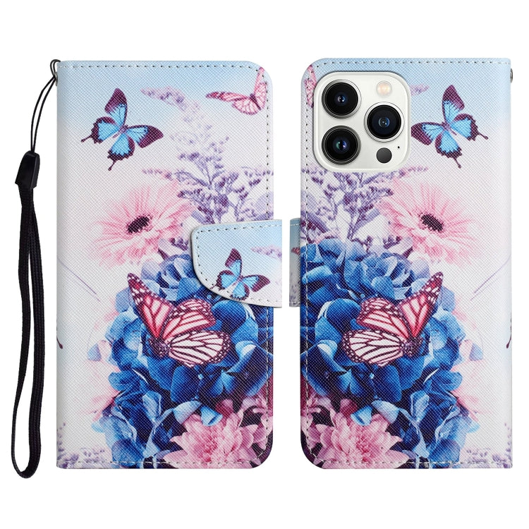 3D Colored Drawing Flip Leather Phone Case, For iPhone 15 Pro