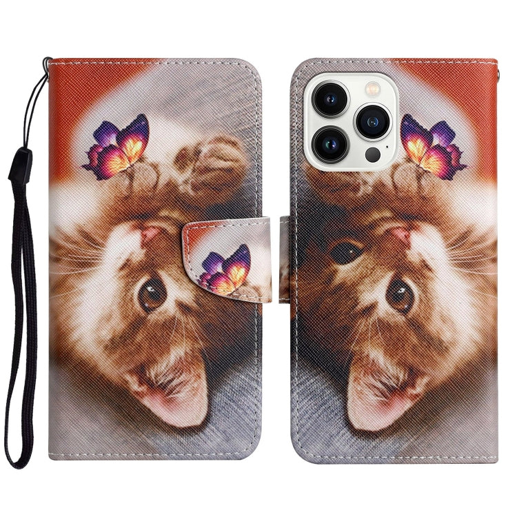 3D Colored Drawing Flip Leather Phone Case, For iPhone 15 Pro