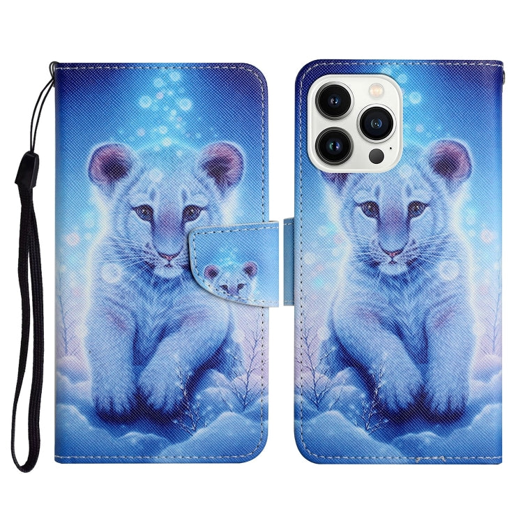 3D Colored Drawing Flip Leather Phone Case, For iPhone 15 Pro