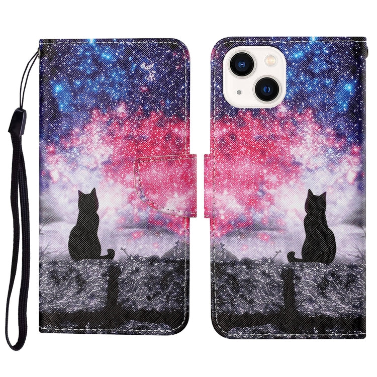 3D Colored Drawing Flip Leather Phone Case, For iPhone 15 Plus