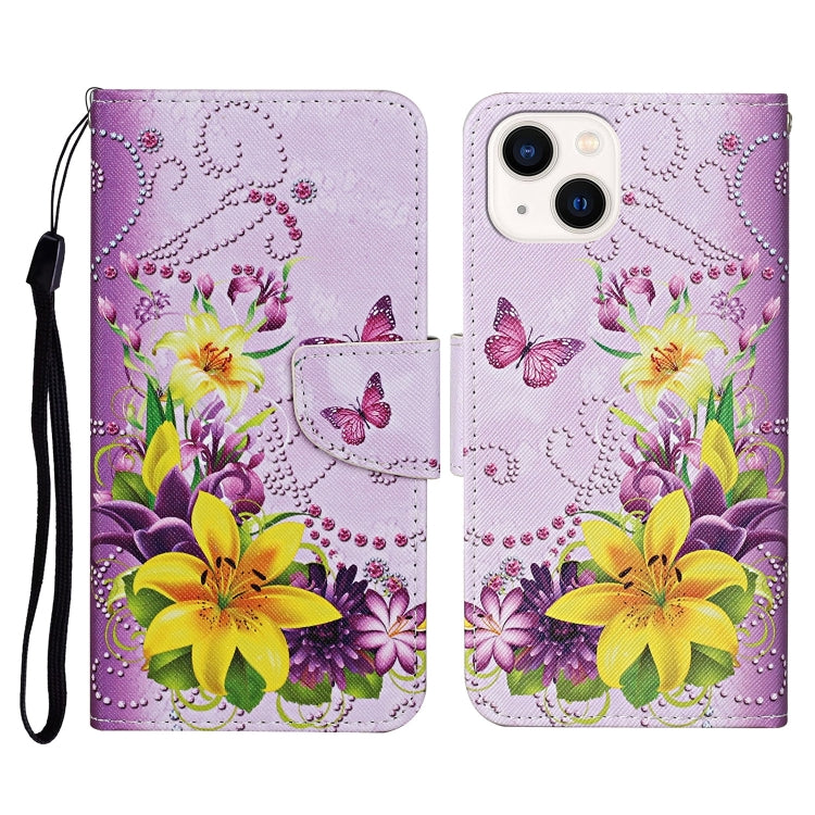 3D Colored Drawing Flip Leather Phone Case, For iPhone 15