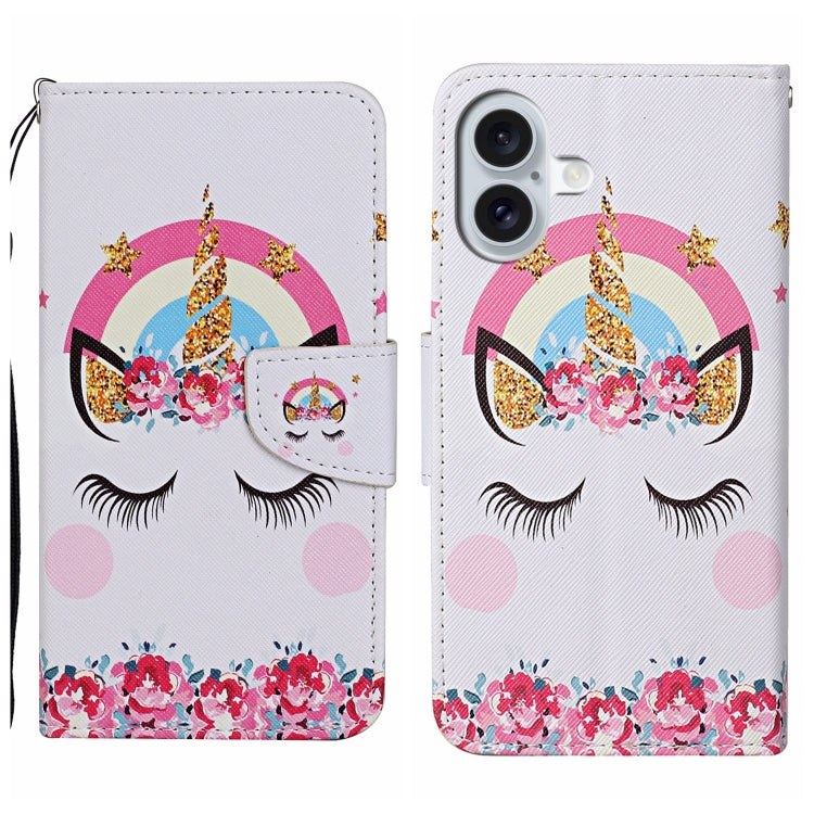 3D Colored Drawing Flip Leather Phone Case, For iPhone 16 Plus