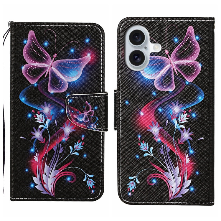 3D Colored Drawing Flip Leather Phone Case, For iPhone 16