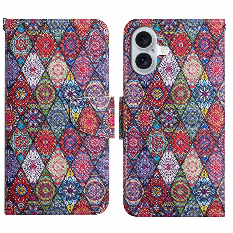 3D Colored Drawing Flip Leather Phone Case, For iPhone 16