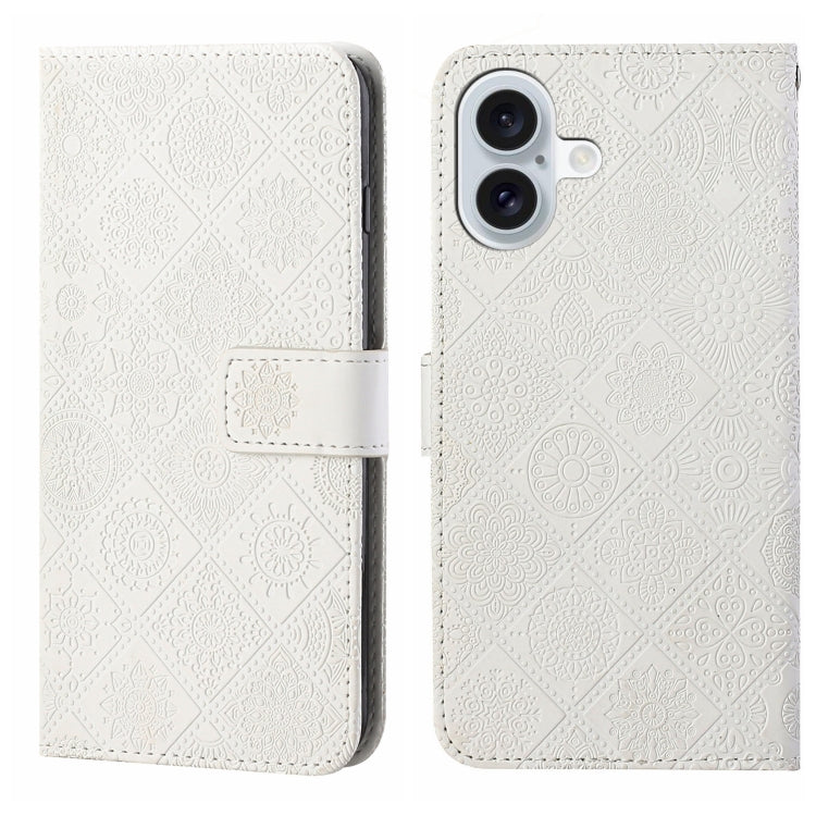 Ethnic Style Embossed Pattern Leather Phone Case, For iPhone 16 Pro Max, For iPhone 16 Pro, For iPhone 16 Plus, For iPhone 16