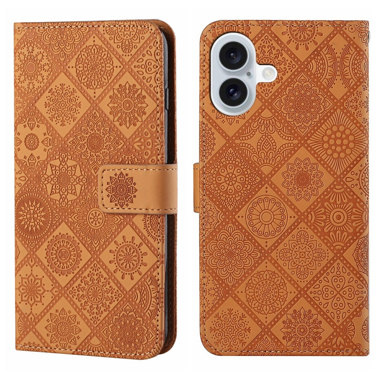 Ethnic Style Embossed Pattern Leather Phone Case, For iPhone 16 Pro Max, For iPhone 16 Pro, For iPhone 16 Plus, For iPhone 16