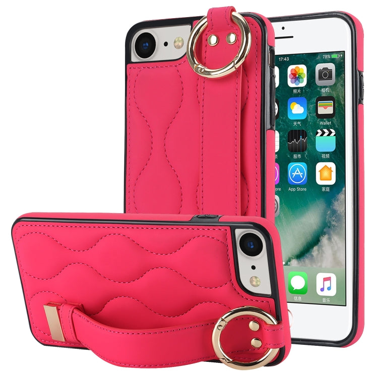 Non-slip Full Coverage Ring PU Phone Case with Wristband, For iPhone XS Max, For iPhone 7 Plus / 8 Plus, For iPhone 7 / 8