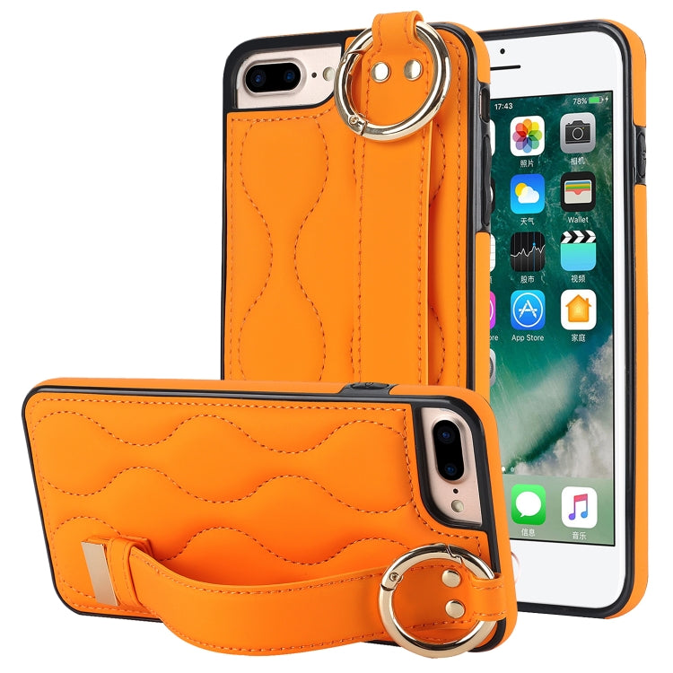 Non-slip Full Coverage Ring PU Phone Case with Wristband, For iPhone XS Max, For iPhone 7 Plus / 8 Plus, For iPhone 7 / 8