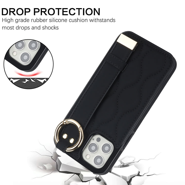 Non-slip Full Coverage Ring PU Phone Case with Wristband, For iPhone 12 Pro / 12, For iPhone 12 Pro Max, For iPhone 12 mini, For iPhone 11 Pro Max