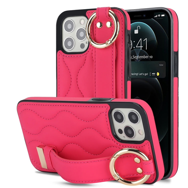 Non-slip Full Coverage Ring PU Phone Case with Wristband, For iPhone 12 Pro / 12, For iPhone 12 Pro Max, For iPhone 12 mini, For iPhone 11 Pro Max