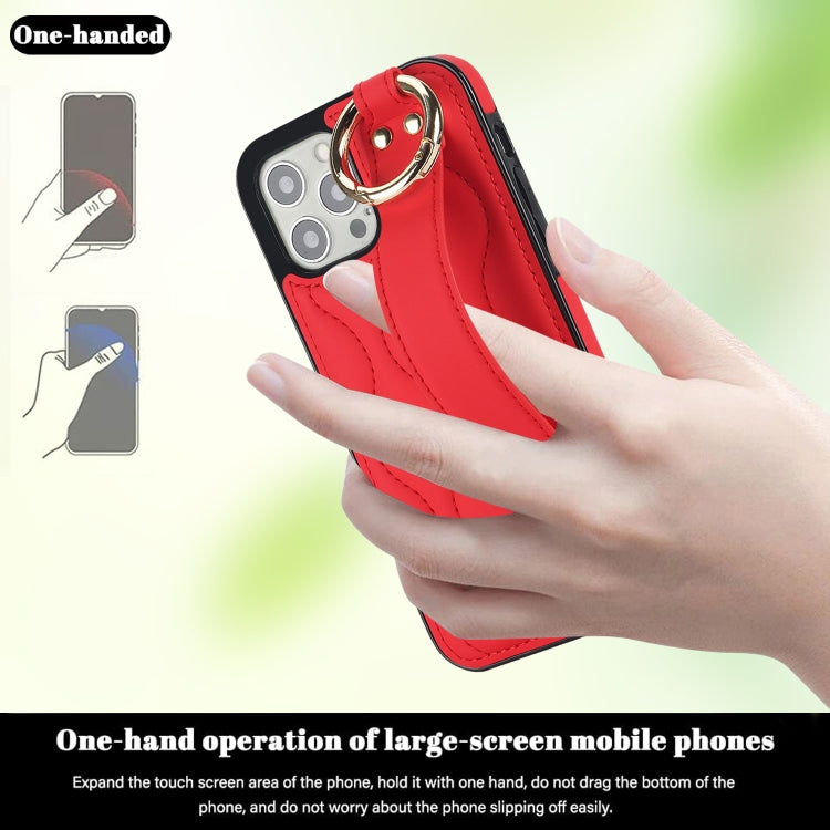 Non-slip Full Coverage Ring PU Phone Case with Wristband, For iPhone 12 Pro / 12, For iPhone 12 Pro Max, For iPhone 12 mini, For iPhone 11 Pro Max