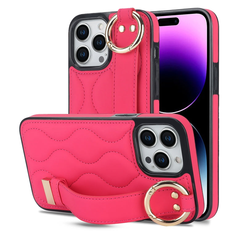 Non-slip Full Coverage Ring PU Phone Case with Wristband, For iPhone 14 Plus, For iPhone 14, For iPhone 14 Pro, For iPhone 14 Pro Max