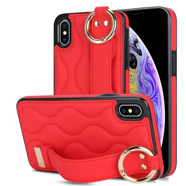 Non-slip Full Coverage Ring PU Phone Case with Wristband, For iPhone 11, For iPhone 11 Pro, For iPhone XS / X, For iPhone XR