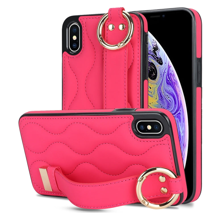 Non-slip Full Coverage Ring PU Phone Case with Wristband, For iPhone 11, For iPhone 11 Pro, For iPhone XS / X, For iPhone XR