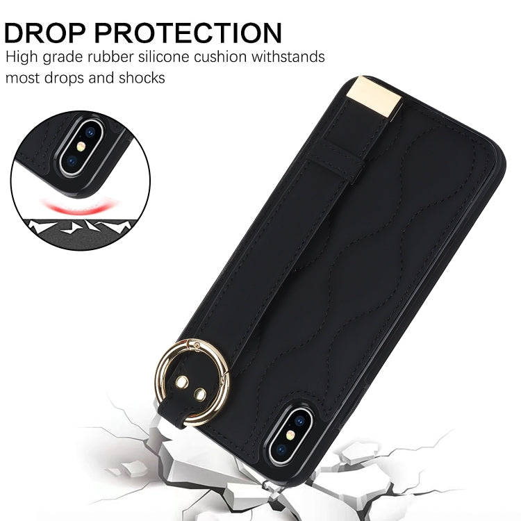 Non-slip Full Coverage Ring PU Phone Case with Wristband, For iPhone XS Max, For iPhone 7 Plus / 8 Plus, For iPhone 7 / 8