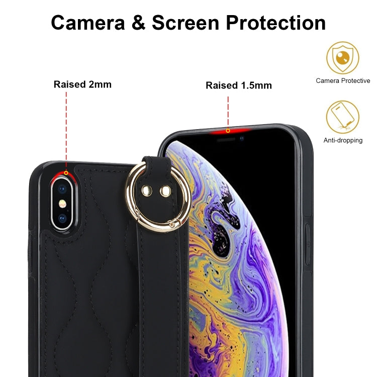 Non-slip Full Coverage Ring PU Phone Case with Wristband, For iPhone XS Max, For iPhone 7 Plus / 8 Plus, For iPhone 7 / 8