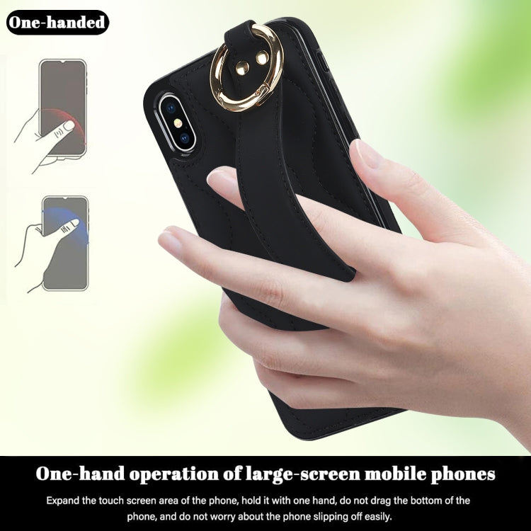 Non-slip Full Coverage Ring PU Phone Case with Wristband, For iPhone XS Max, For iPhone 7 Plus / 8 Plus, For iPhone 7 / 8