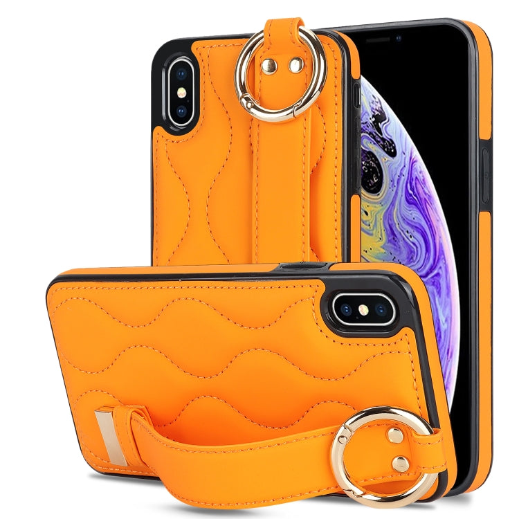 Non-slip Full Coverage Ring PU Phone Case with Wristband, For iPhone XS Max, For iPhone 7 Plus / 8 Plus, For iPhone 7 / 8