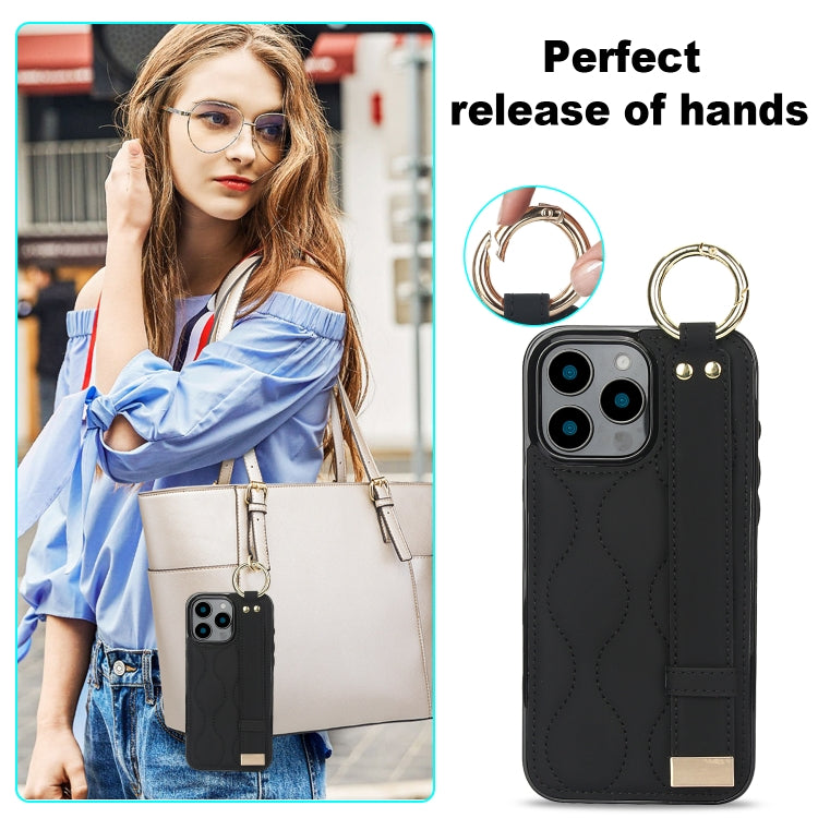 Non-slip Full Coverage Ring PU Phone Case with Wristband, For iPhone 16 Pro Max, For iPhone 16 Pro, For iPhone 16 Plus, For iPhone 16