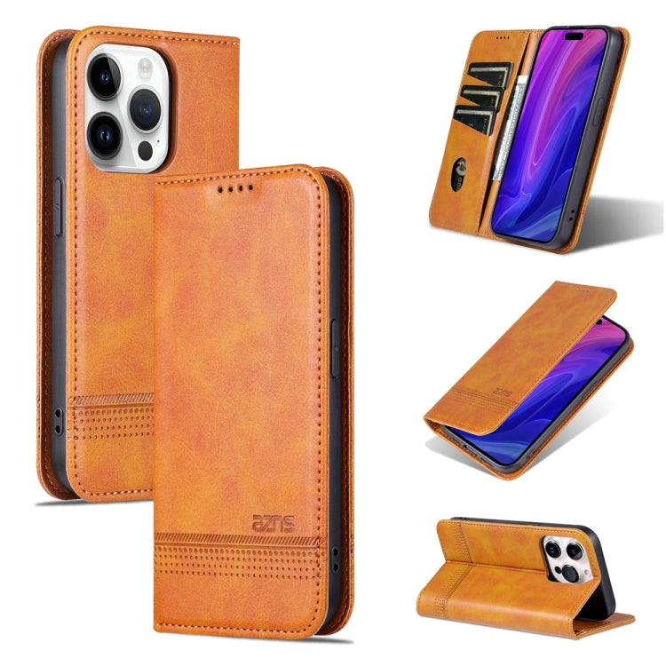 AZNS Magnetic Calf Texture Flip Leather Phone Case, For iPhone 15 Pro Max, For iPhone 15 Pro