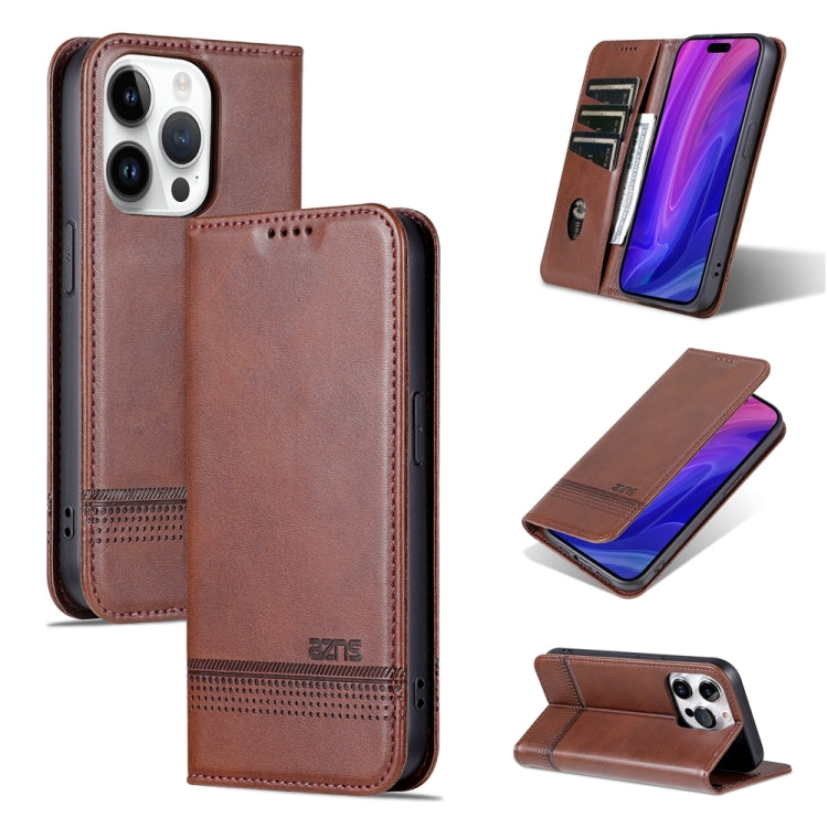 AZNS Magnetic Calf Texture Flip Leather Phone Case, For iPhone 15 Pro Max, For iPhone 15 Pro