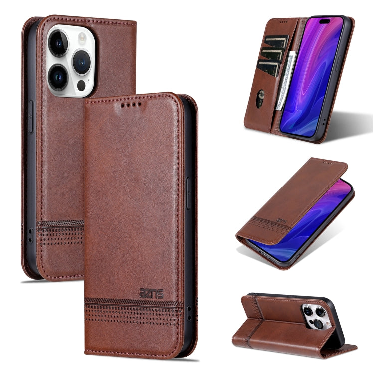 AZNS Magnetic Calf Texture Flip Leather Phone Case, For iPhone 16e, For iPhone 16 Pro Max, For iPhone 16 Pro, For iPhone 16 Plus, For iPhone 16