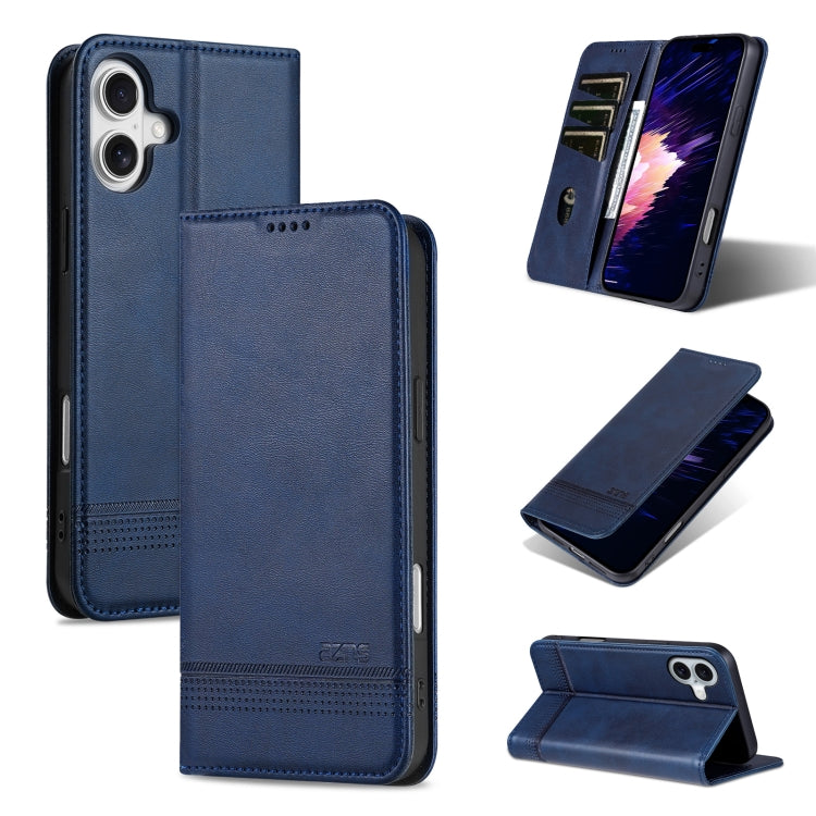 AZNS Magnetic Calf Texture Flip Leather Phone Case, For iPhone 16e, For iPhone 16 Pro Max, For iPhone 16 Pro, For iPhone 16 Plus, For iPhone 16