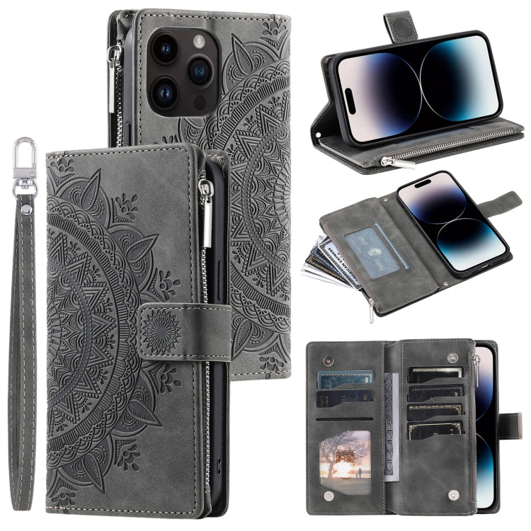 Multi-Card Totem Zipper Leather Phone Case, For iPhone 15 Pro Max, For iPhone 15 Pro, For iPhone 15 Plus, For iPhone 15, For iPhone 14 Plus