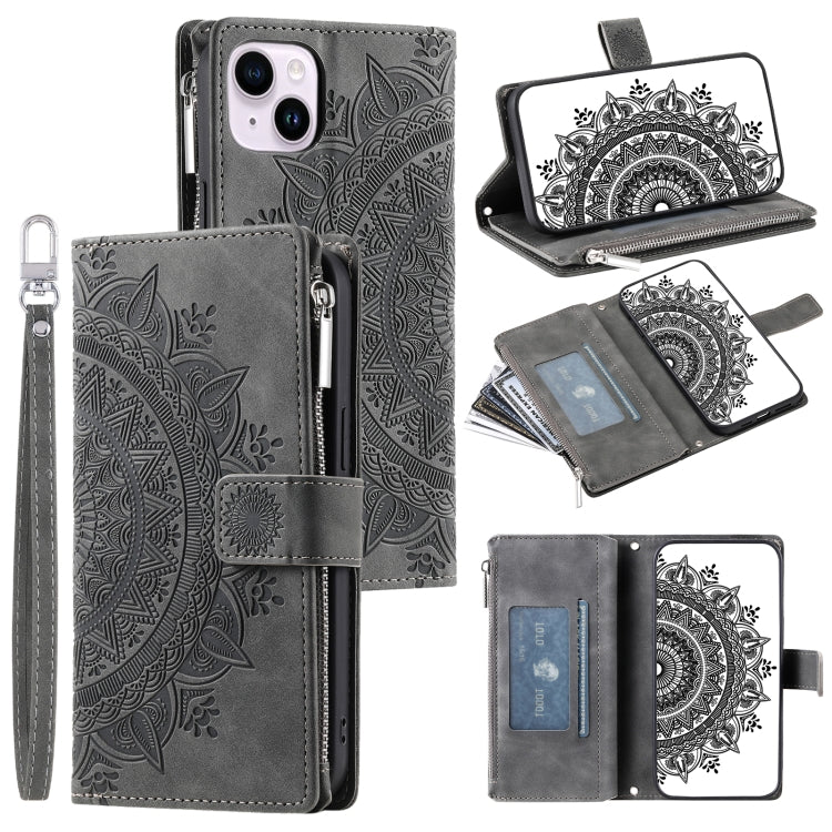 Multi-Card Totem Zipper Leather Phone Case, For iPhone 14, For iPhone 14 Pro, For iPhone 14 Pro Max, For iPhone 13 Pro Max, For iPhone 13 Pro