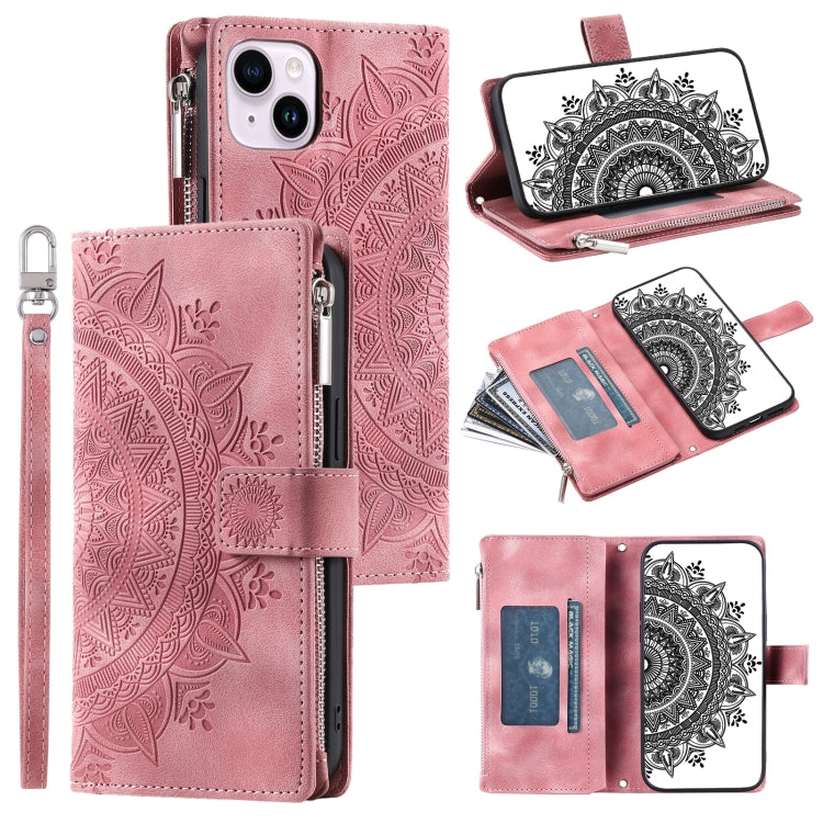 Multi-Card Totem Zipper Leather Phone Case, For iPhone 14, For iPhone 14 Pro, For iPhone 14 Pro Max, For iPhone 13 Pro Max, For iPhone 13 Pro