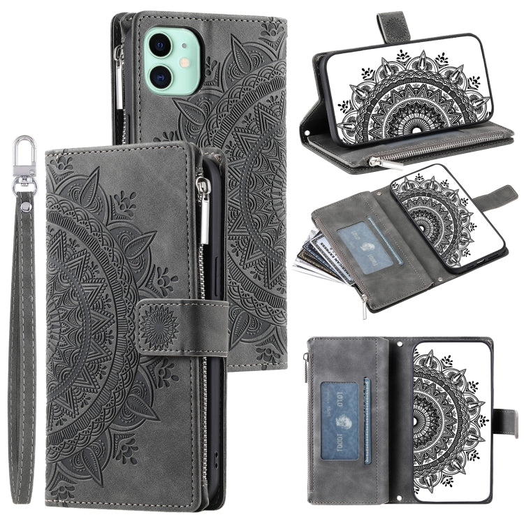 Multi-Card Totem Zipper Leather Phone Case, For iPhone 13, For iPhone 12 / 12 Pro, For iPhone 12 Pro Max, For iPhone 11 Pro Max, For iPhone 11