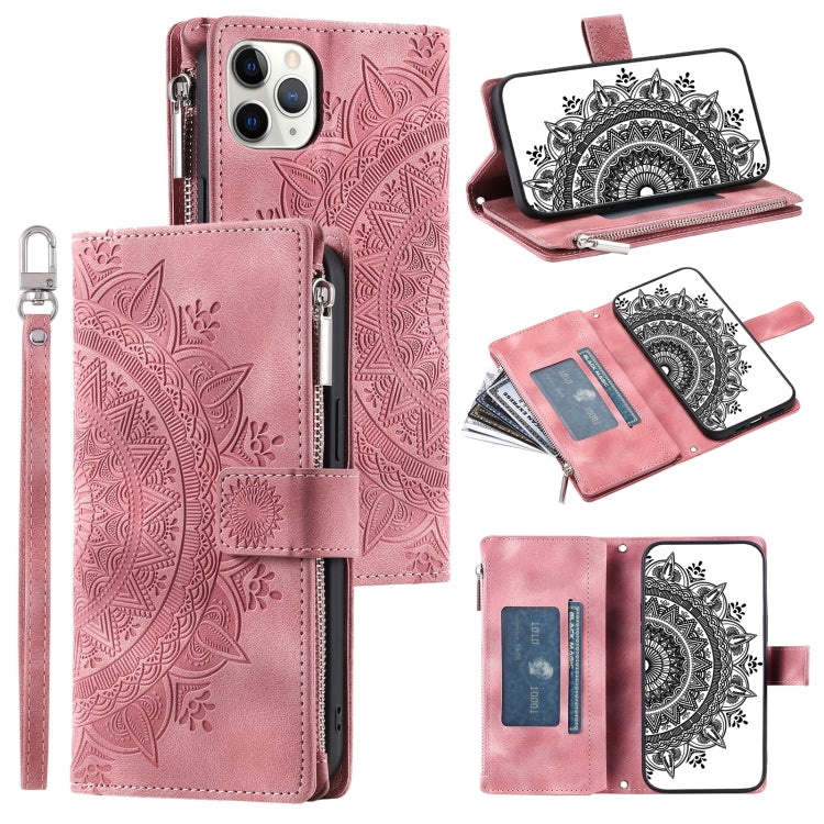 Multi-Card Totem Zipper Leather Phone Case, For iPhone 11 Pro