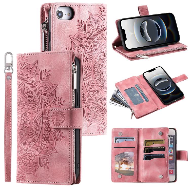 Multi-Card Totem Zipper Leather Phone Case, For iPhone 16e, For iPhone 16 Pro Max, For iPhone 16 Pro, For iPhone 16 Plus, For iPhone 16