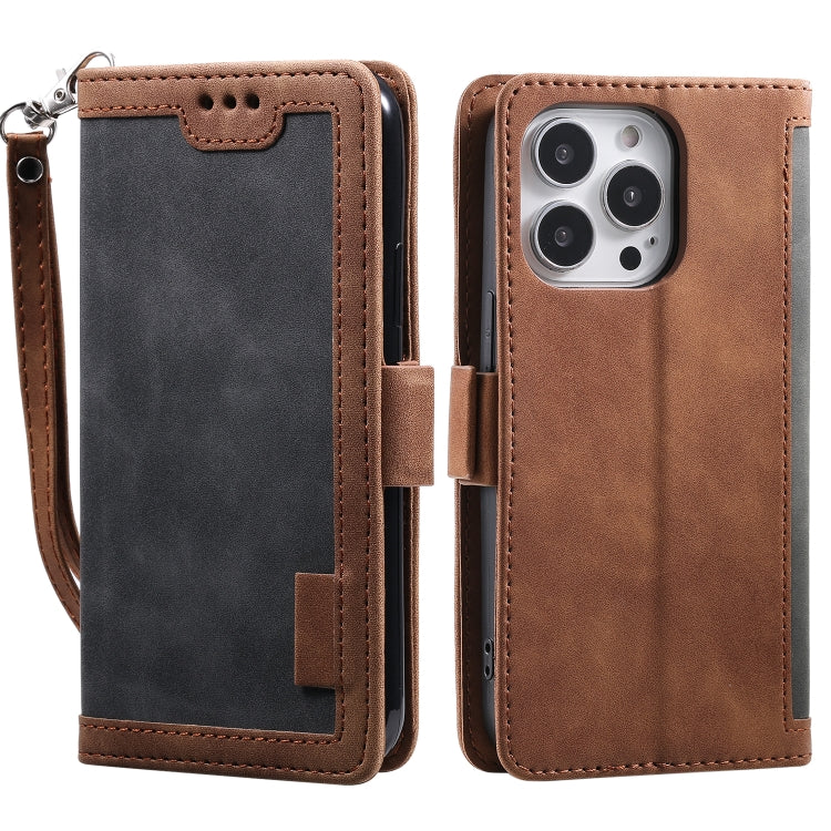 Retro Splicing Horizontal Flip Leather Phone Case, For iPhone 16e, For iPhone 16 Plus, For iPhone 16, For iPhone 15 Pro Max, For iPhone 15 Pro