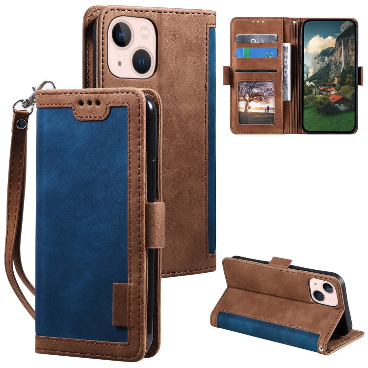 Retro Splicing Horizontal Flip Leather Phone Case, For iPhone 15 Plus, For iPhone 15