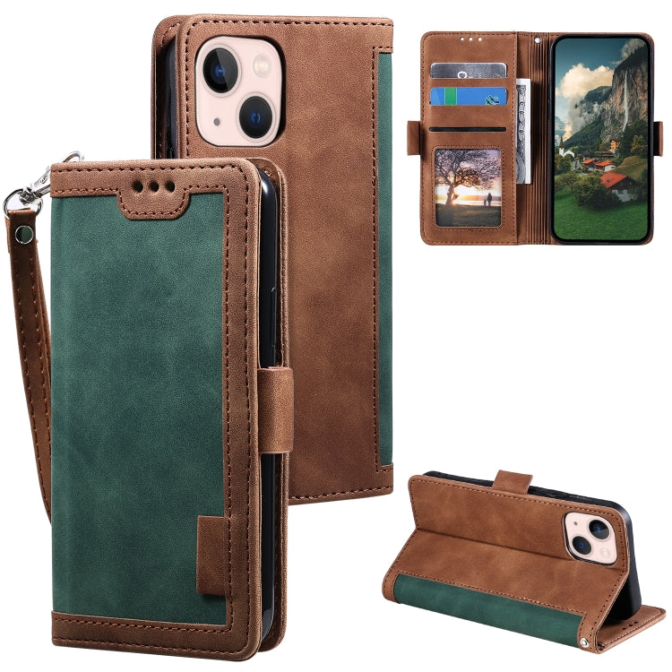 Retro Splicing Horizontal Flip Leather Phone Case, For iPhone 15 Plus, For iPhone 15