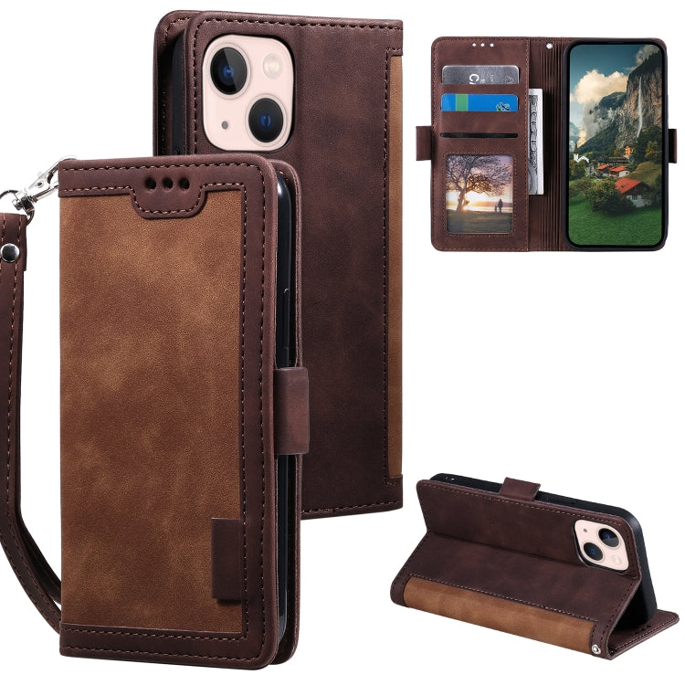 Retro Splicing Horizontal Flip Leather Phone Case, For iPhone 15 Plus, For iPhone 15