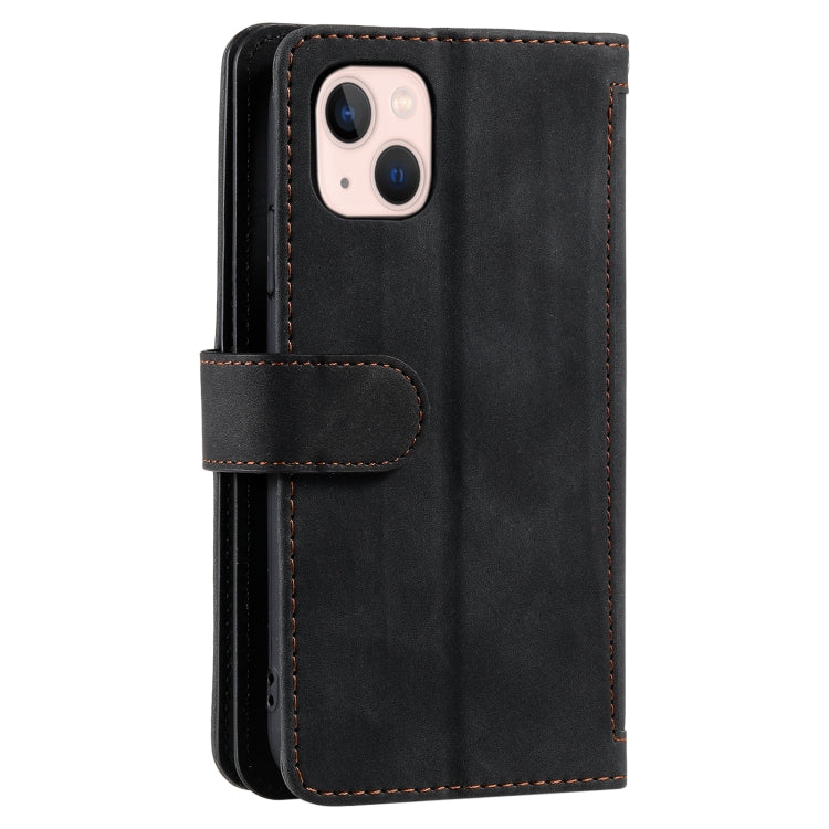 Nine Card Zipper Bag Leather Phone Case with Lanyard, For iPhone 15