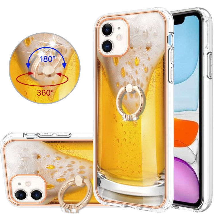 Electroplating Dual-side IMD Phone Case with Ring Holder, For iPhone 12 / 12 Pro, For iPhone 12 Pro Max, For iPhone 11 Pro Max, For iPhone 11