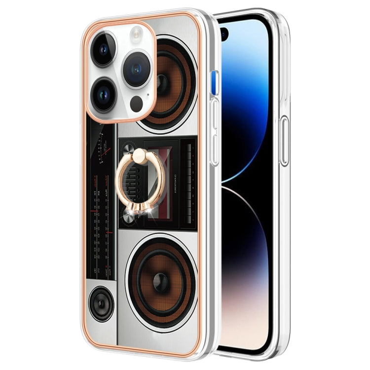 Electroplating Dual-side IMD Phone Case with Ring Holder, For iPhone 16 Pro Max, For iPhone 16 Pro, For iPhone 16 Plus, For iPhone 16